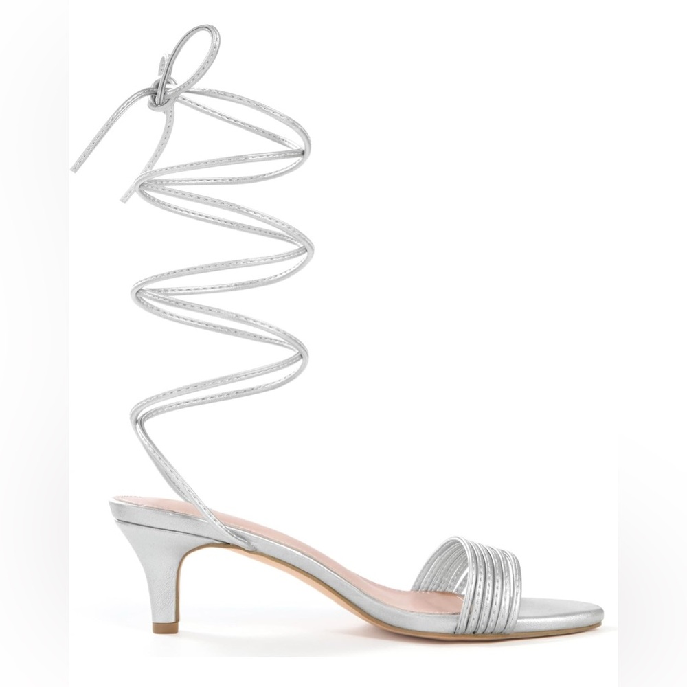 Allegra K Silver Strappy Heels